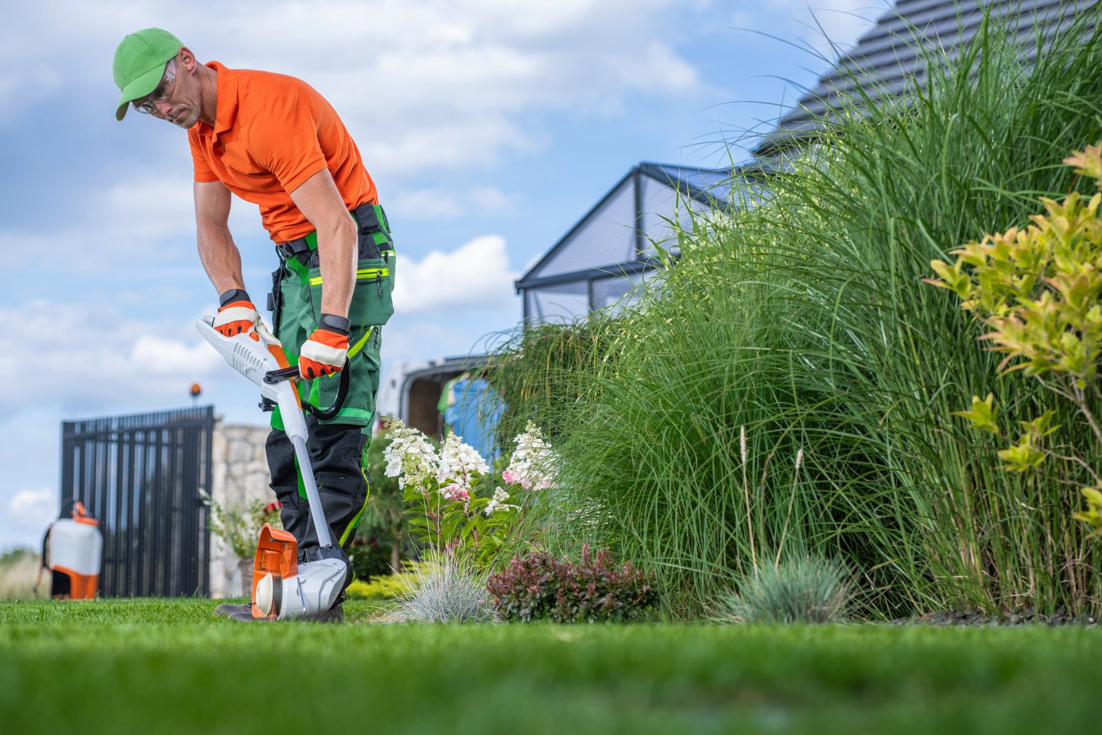 Caucasian Garden Owner and the Lawn Edger Job